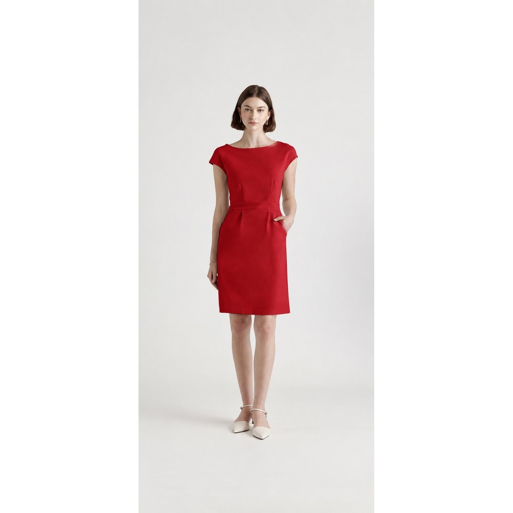 Quince Ultra-Stretch Ponte Cap Sleeve Dress Ruby Red XS NWT